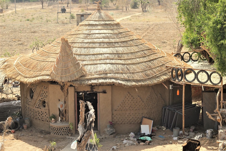 The Pushkar Project, built by a global community: a model for building with upcycled and natural materials. The Pushkar Project, built by a global community: a model for building with upcycled and natural materials.