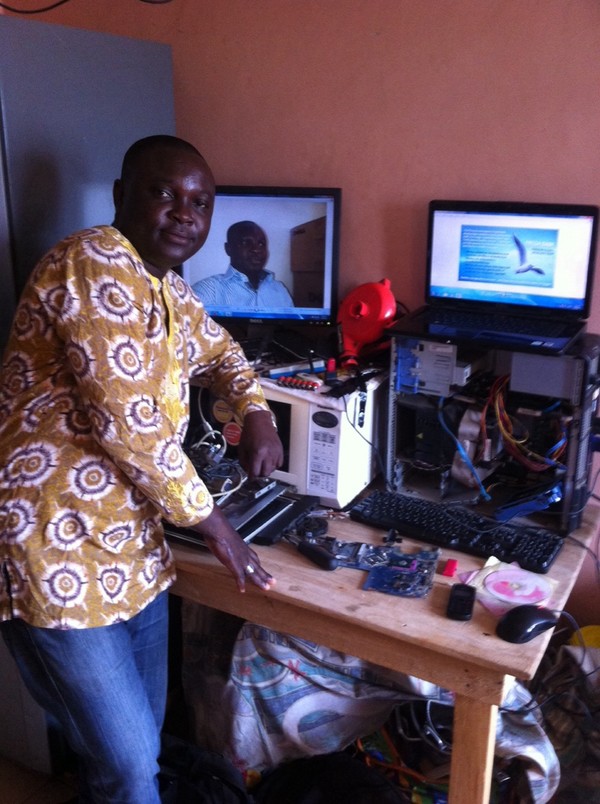 Theophilus working in very small space Theophilus working in very small space